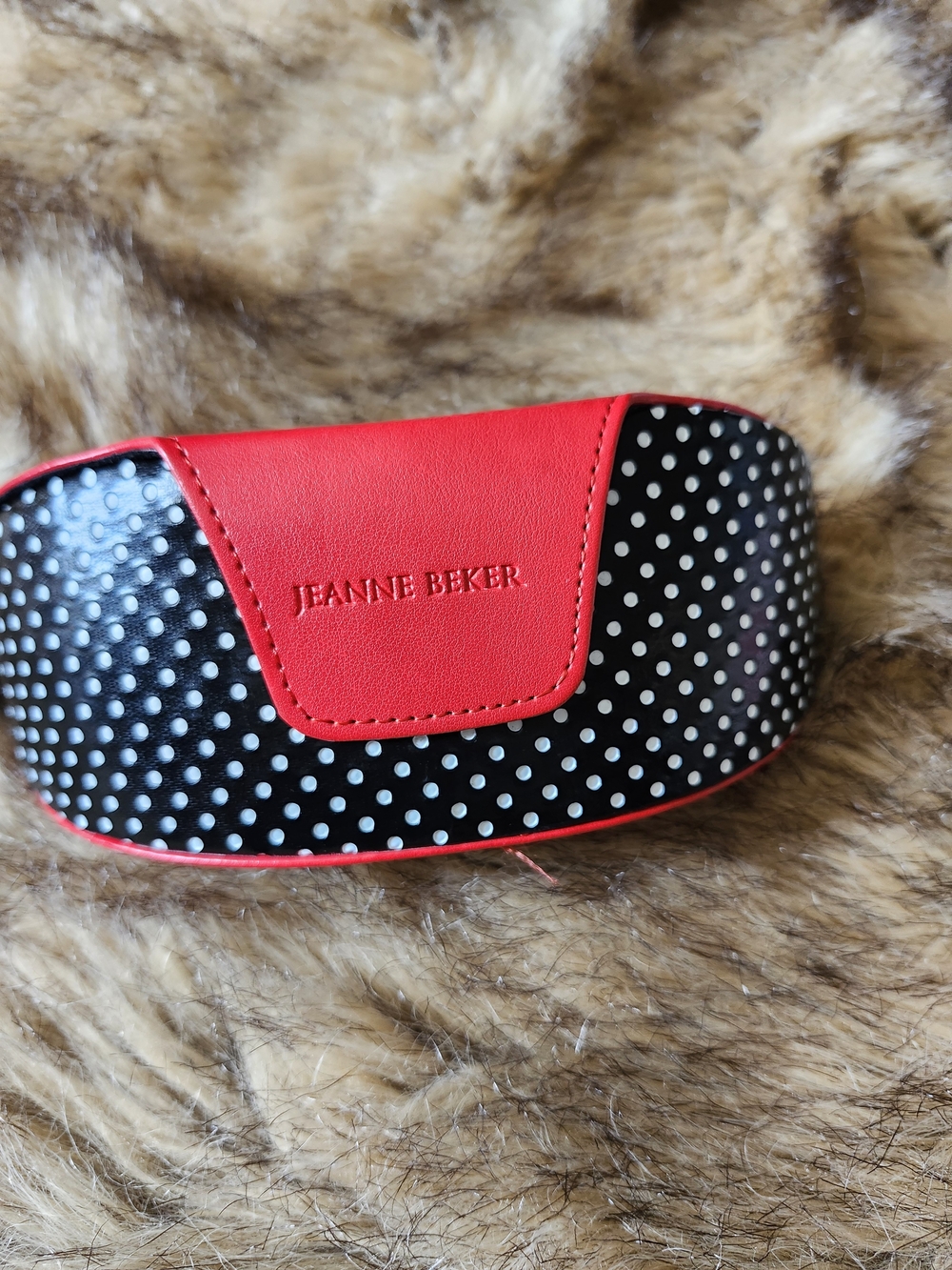 Jeanne Beker Red and Black Polka Dot Glasses Case
